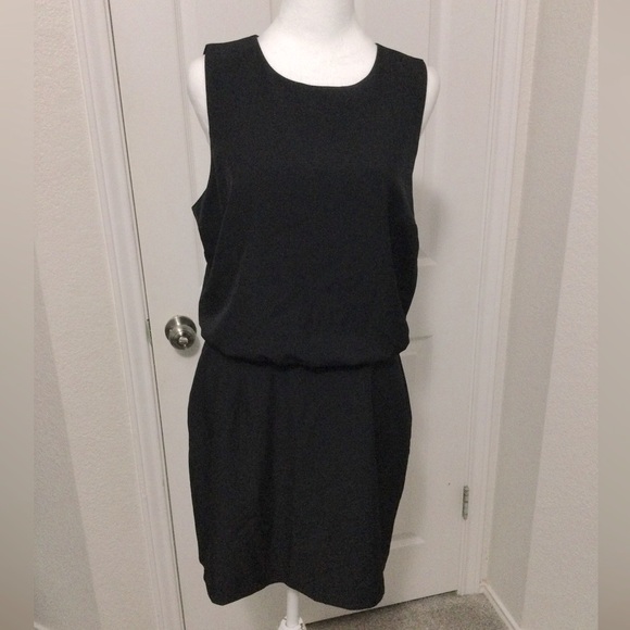 Banana Republic Factory SCULPTED BLOUSANT-WAIST MINI DRESS Black Size 12P - Picture 1 of 10